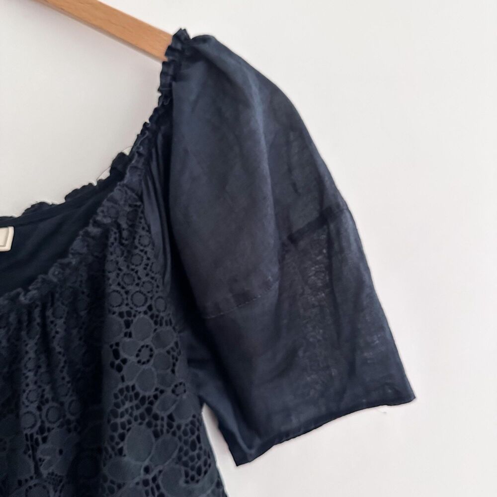 Anthropologie Moulinette Soeurs Lace Top Navy Blouse Romantic Boho Size XS - Picture 3 of 8